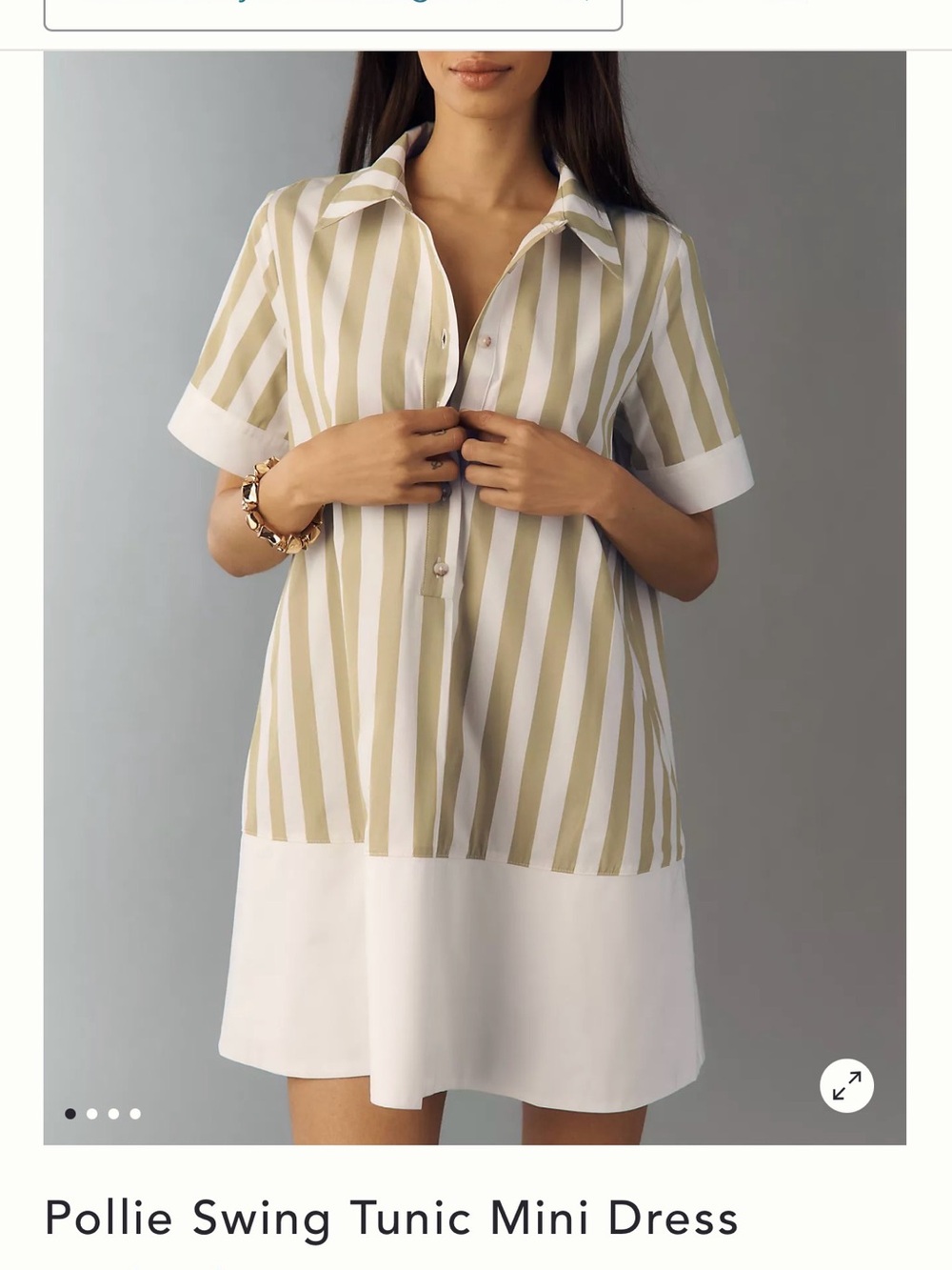 Anthropologie Striped Swing Tunic Mini Dress in Beige and White